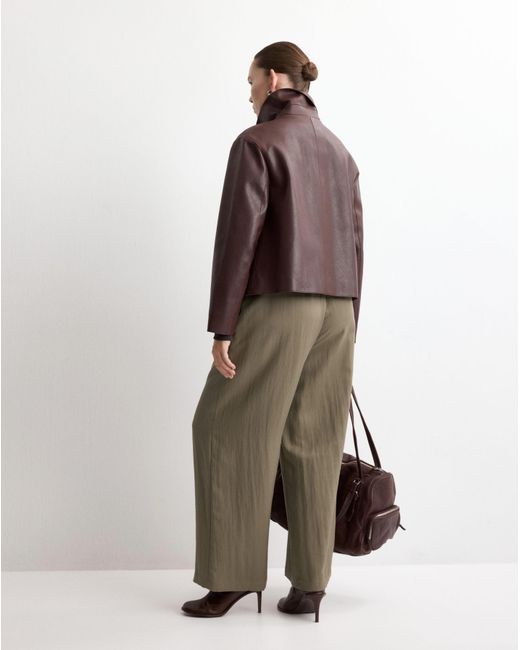 Mango Brown High-Waisted Lyocell Trousers