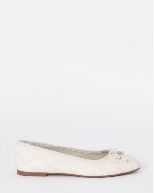 Simply Be White Quilted Ballerina Shoes Extra Wide Fit