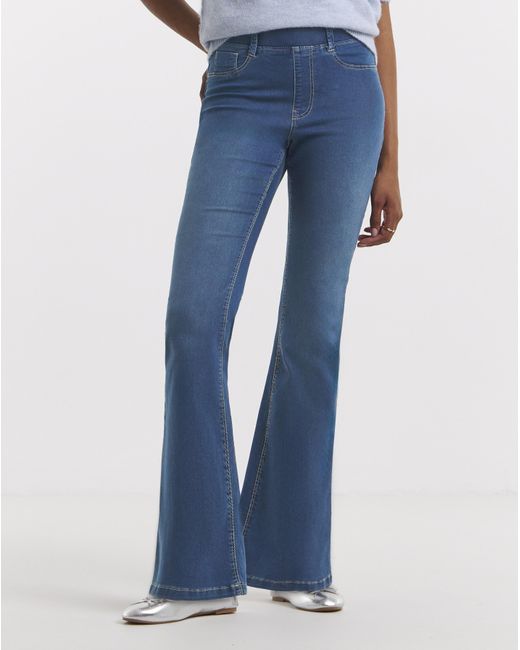 Simply Be Blue Flared Pull On Jeggings