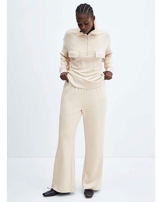 Mango White High Waisted Trousers