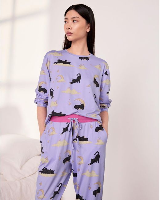 Chelsea Peers Purple Classic Long Crew Neck Set