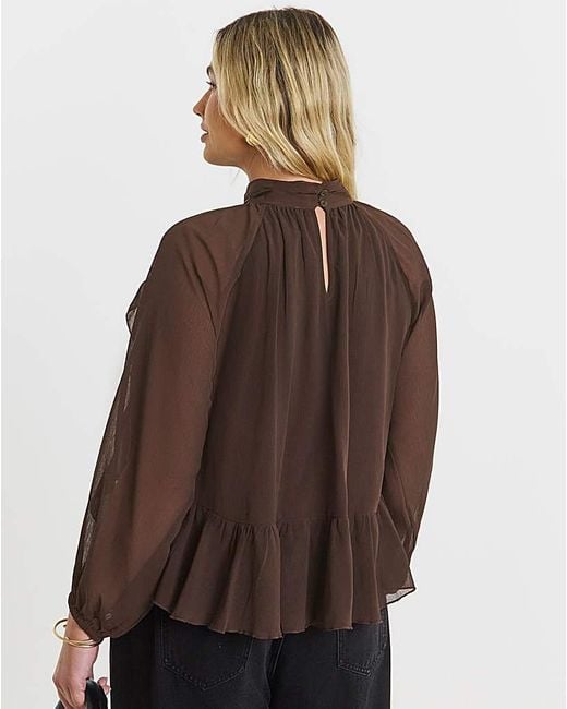 Simply Be Brown Crinkle Georgette Blouse