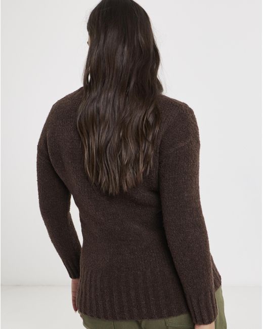 Simply Be Black V-Neck Cable Boucle Tunic
