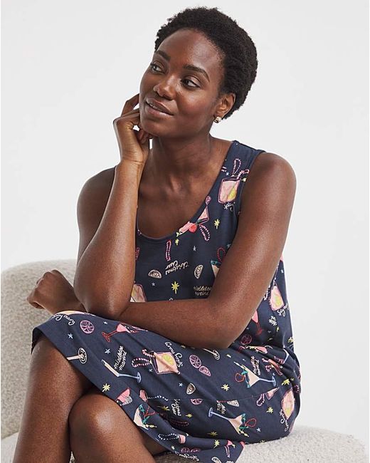 JD Williams Blue Cocktail Print Value Midi Nightie