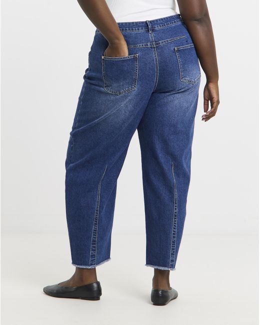 Simply Be Blue Dart Detail Tapered Jeans