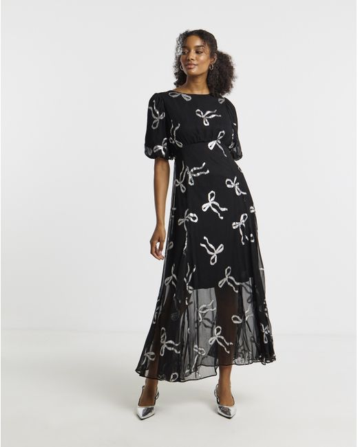 Simply Be Black Joanna Hope Lurex Bow Dress