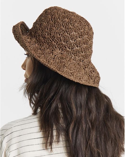 JD Williams Brown Crochet Bucket Hat