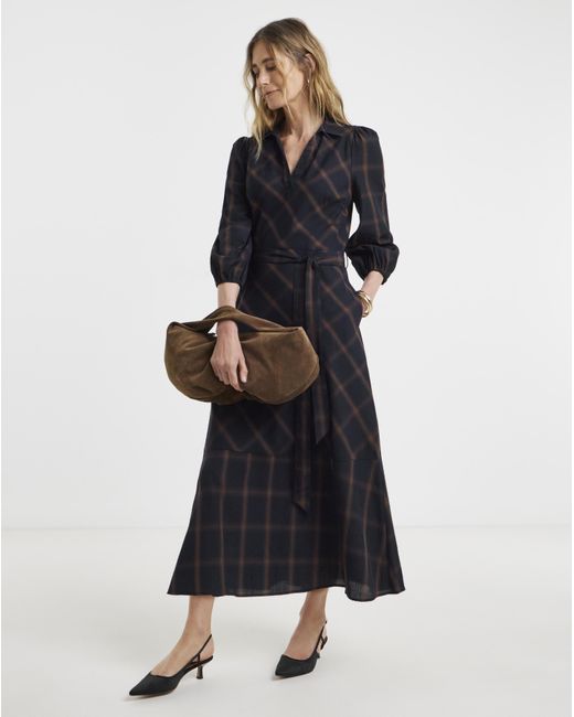 JD Williams Black Check Belted Shirt Dress