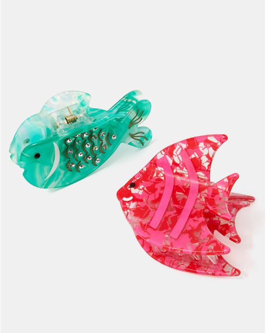 Accessorize Red Tropical Fish Claw Clips