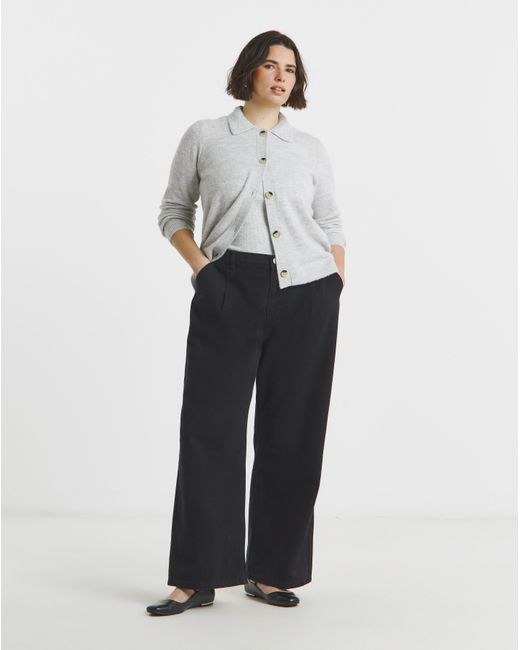 Simply Be Blue Pleat Detail Wide Jeans