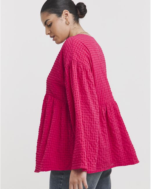 Simply Be Pink Textured V Neck Blouse