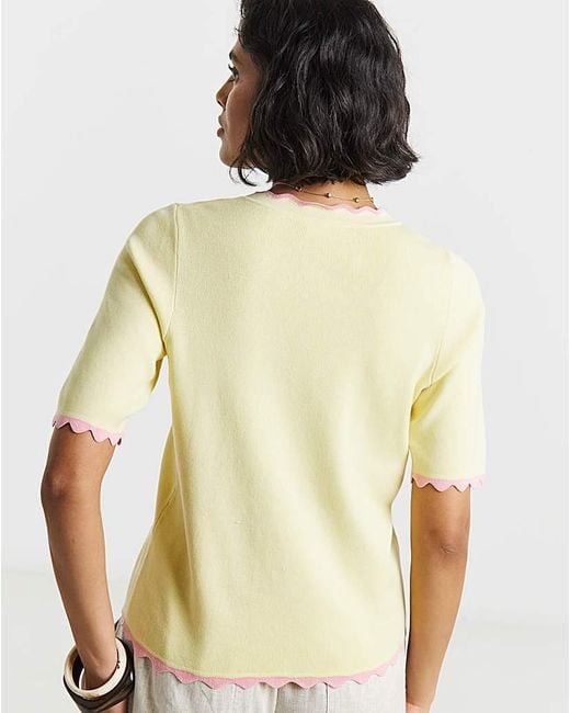 Simply Be Yellow Scallop Detail Short Sleeve Cardigan