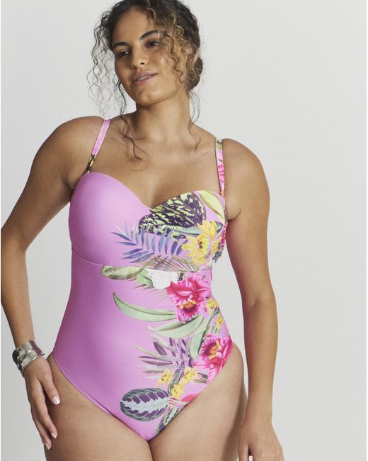 Figleaves Pink Fiji Bandeau Swimsuit