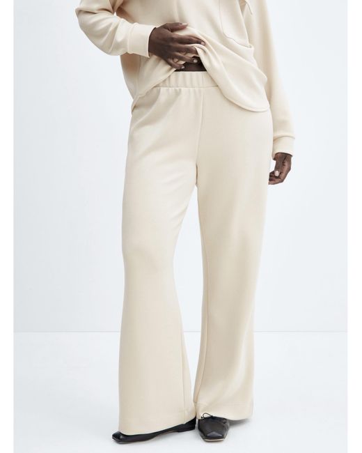 Mango White High Waisted Trousers
