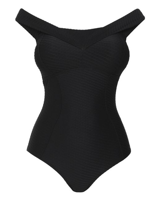 Figleaves Blue Figleaves Icon Textured Bardot Swimsuit