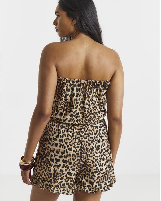Simply Be Brown Bandeau Playsuit