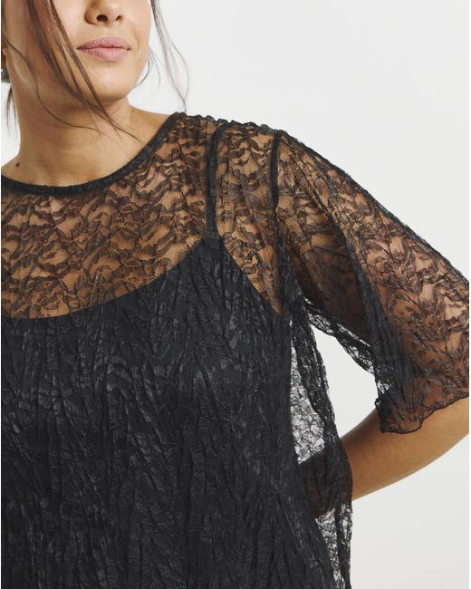 Simply Be Black Lace Boxy Top