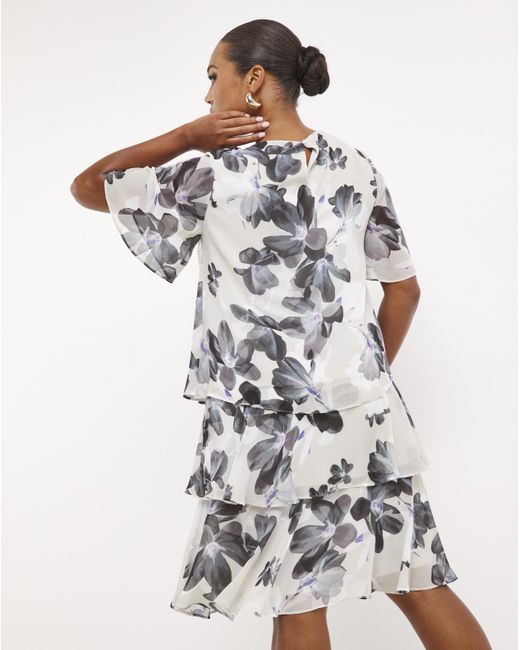 Joanna Hope White Floral Printed Tiered Dress