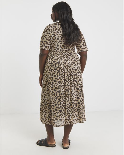 Simply Be Brown Printed Mesh Midi Dress