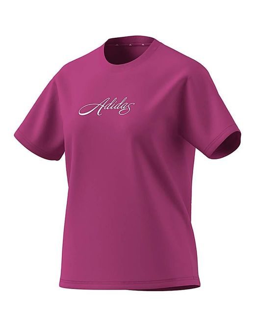 Adidas Purple Script Logo T-Shirt