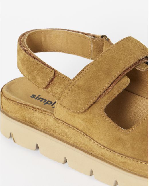 Simply Be Natural Chunky Suede Sandals Extra Wide Fit