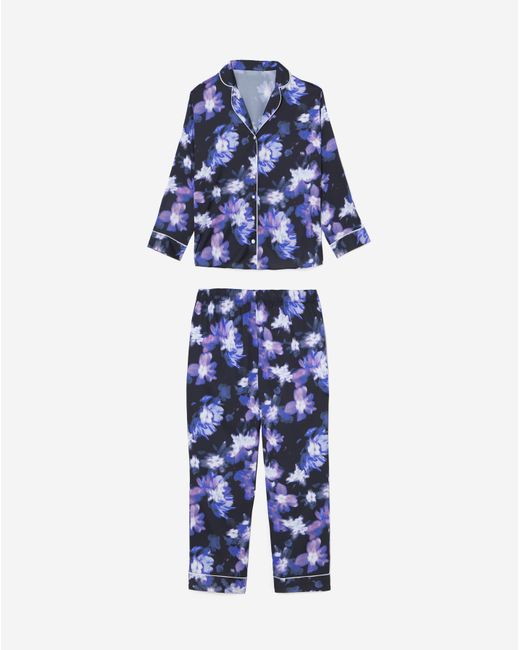 Figleaves Blue Stretch Satin Pyjama Set