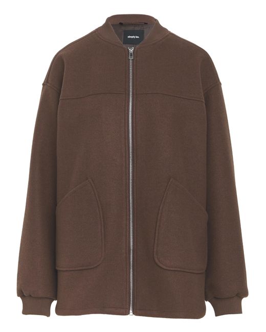 Simply Be Brown Soft Zip Bomber Jacket