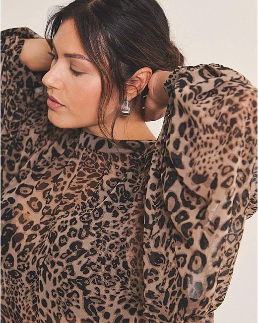 Simply Be Brown Georgette High Neck Blouse