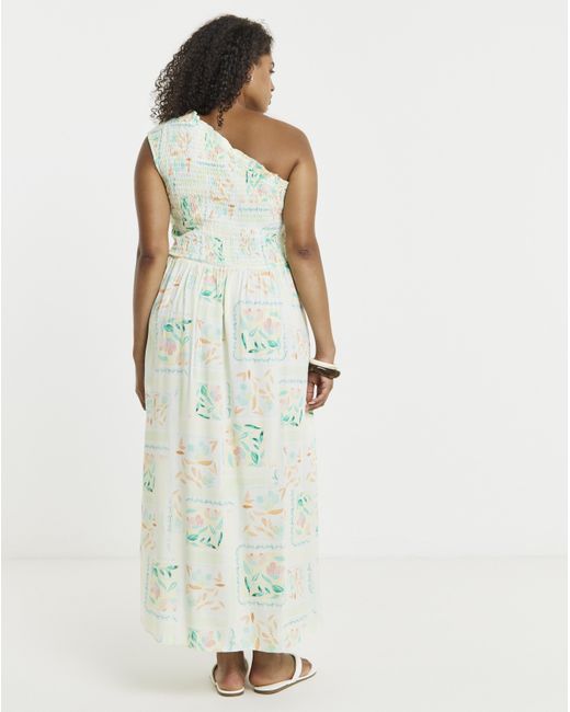 Native Youth Green Shirred Midaxi Dress