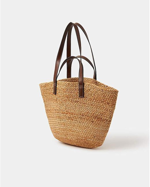 Accessorize White Double Strap Jute Basket Bag