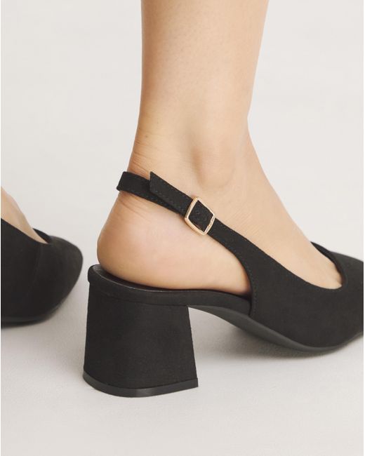 JD Williams Black Block Heel Slingback Shoe Eee Fit