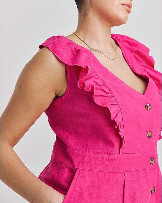 Figleaves Pink Miami Button Front Playsuit