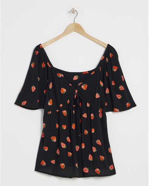 Simply Be Black Crinkle Short Sleeve Blouse