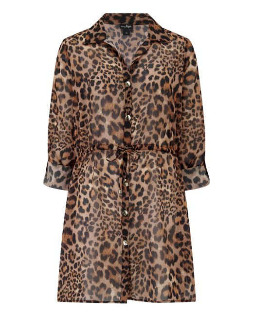 Pour Moi Brown Chiffon Button Through Beach Shirt