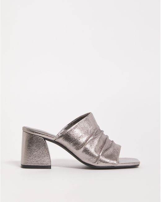 Simply Be Natural Ruched Heeled Mule Sandals Wide