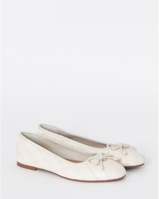 Simply Be White Quilted Ballerina Shoes Extra Wide Fit