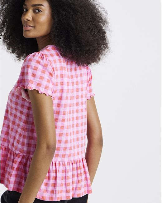 Simply Be Pink Ruffle Sleeve Peplum Tee