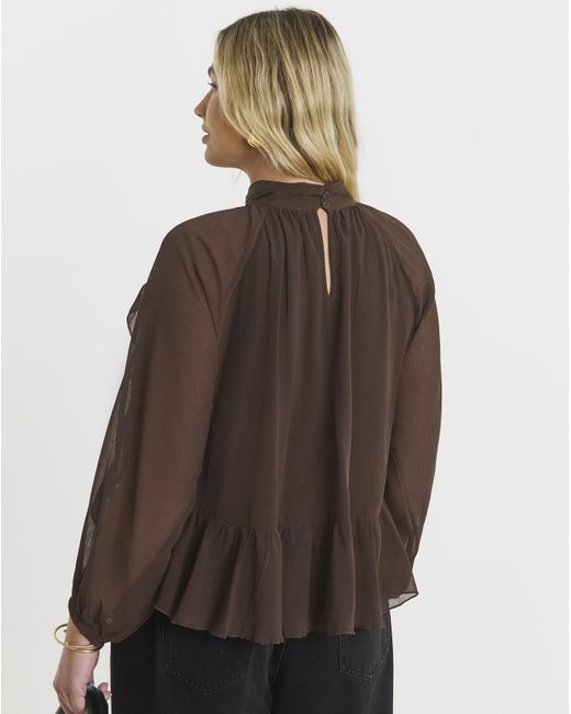 Simply Be Brown Crinkle Georgette Blouse