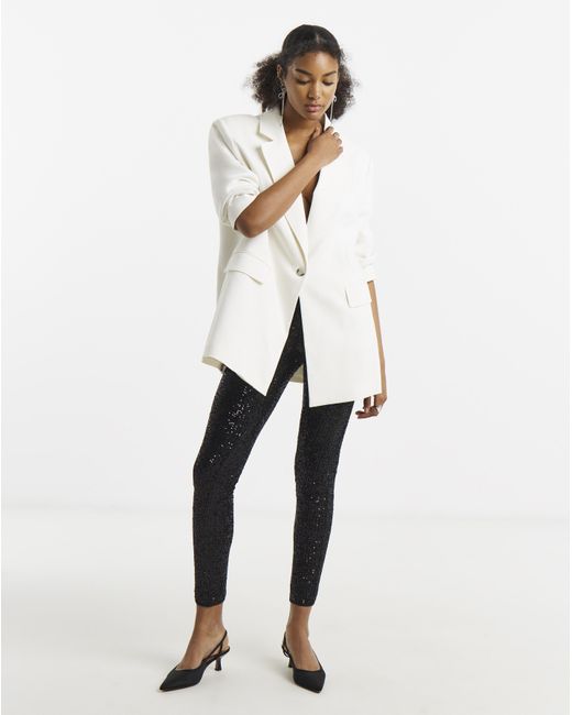 Simply Be Black Sequin Pull On Skinny Trousers