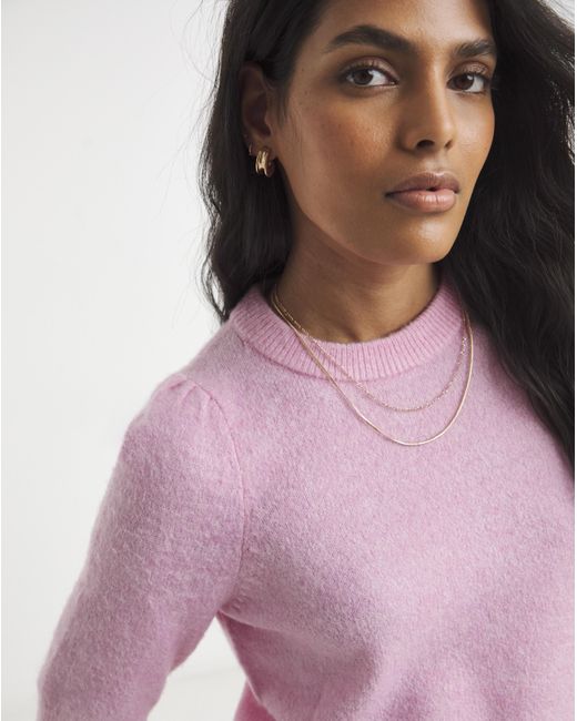 Simply Be Pink Puff Sleeve Knitted T-Shirt