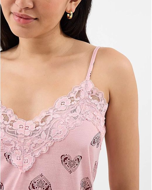 Accessorize Pink Heart Print Lace Pyjamas Set