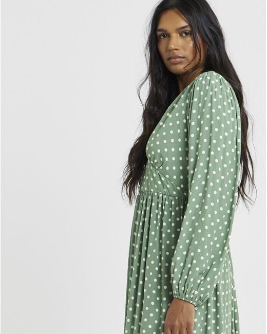 Simply Be Green Printed Waist Detail Midi Dress