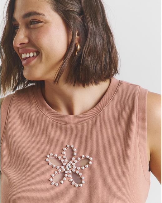 Simply Be Blue Flower Tank With Pearls