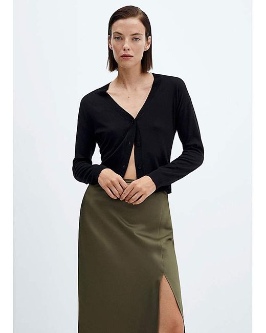 Mango Green Split Satin Maxi Skirt