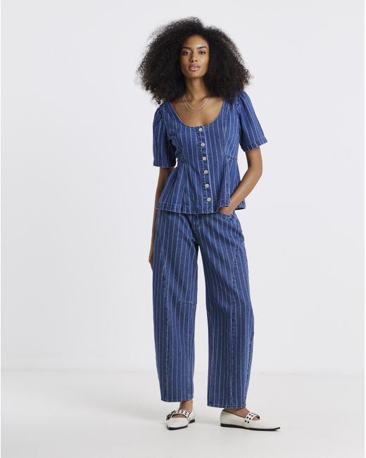 Simply Be Blue Denim Peplum Top