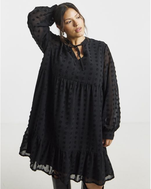 Simply Be Blue Dobby Smock Dress