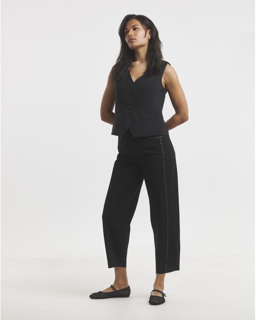 Simply Be Black Side Studded Barrel Jeans