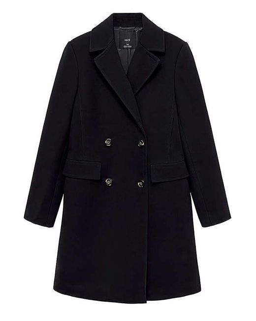 Mango Blue Double Breasted Wool Coat