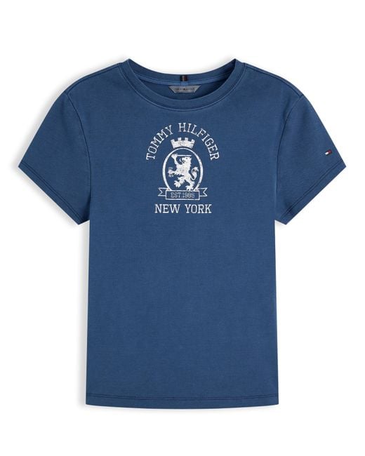 Tommy Hilfiger Blue Garment Dye Crest Tee