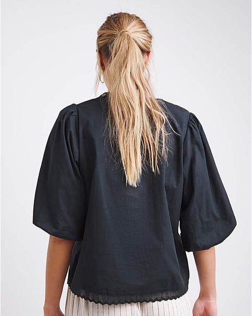 Simply Be Black Broderie Cutwork Blouse